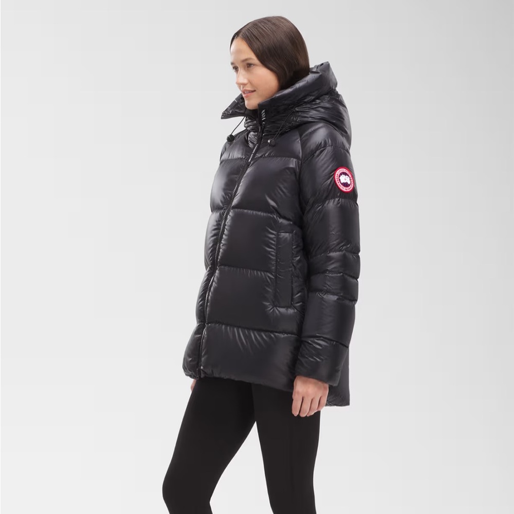 Canada Goose Black Shiny Down Puffer Coat with Hood